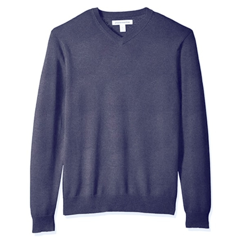 AMAZON ESSENTIAL indigo heather V-neck sweater 2XL